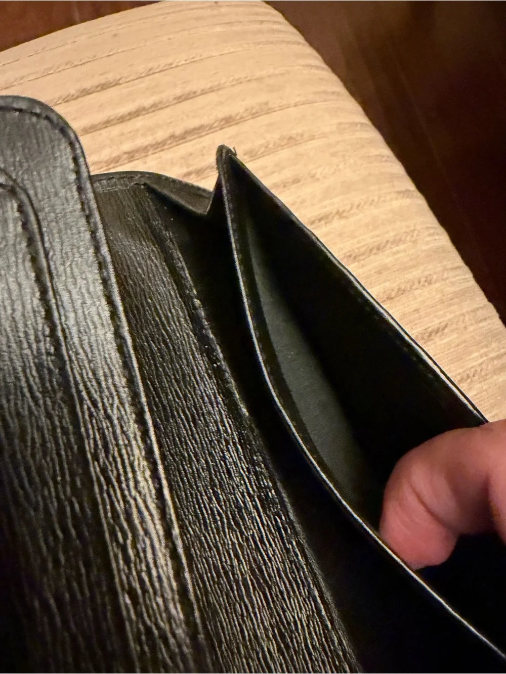 Givenchy Black Leather Checkbook Wallet with COA